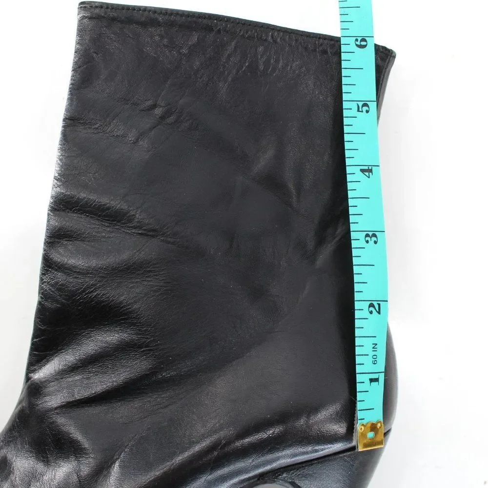 Luichiny Black Leather Platform Ankle Boots Round Toe Spool Heel Spain 37
